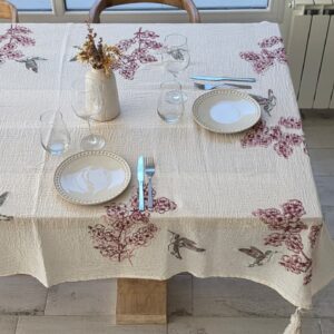 Mantel Colibries y Cerezos